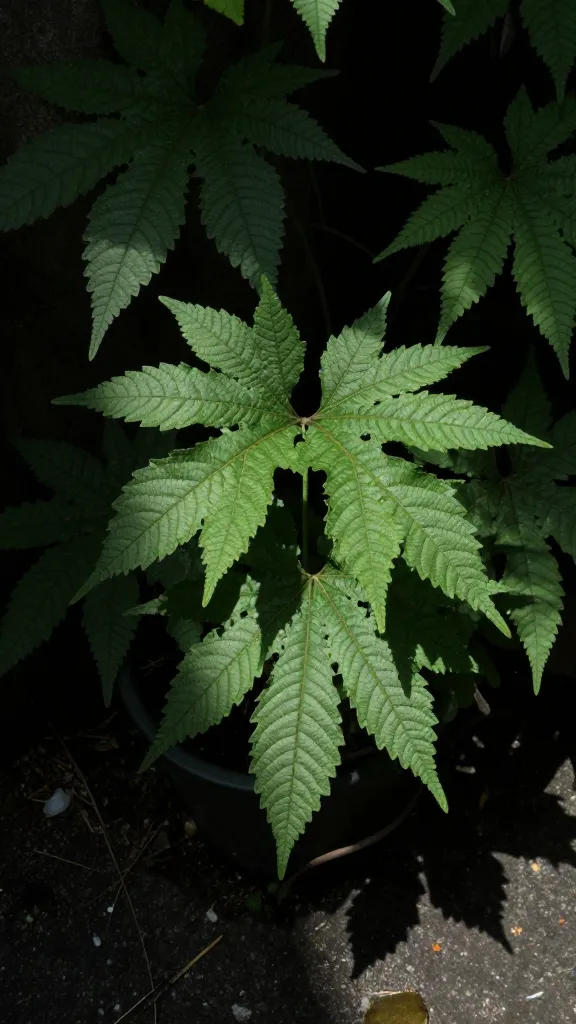 fern frond under dappled light, speckled sun patterns